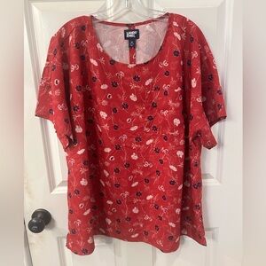 Lands' End Women's Red Floral Top Size 1X